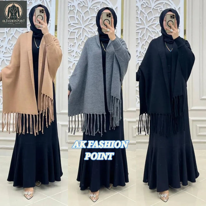 Women's Fleece Plain Poncho Cape Shawl