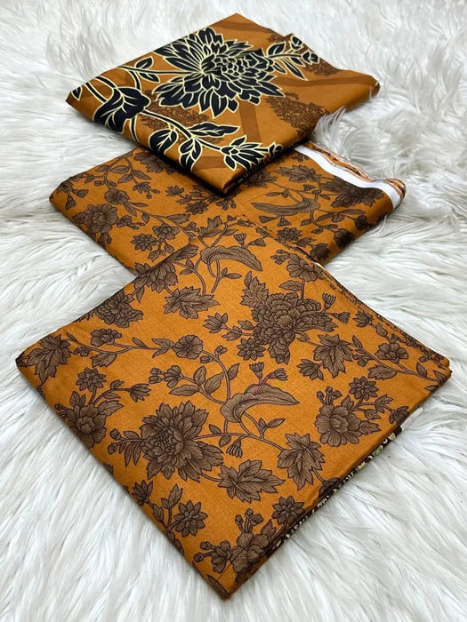 Linen 3piece suit | Maria B. 3piece suit | winter collection | unstiched 3piece | Branded 3piece suit | 3 Pcs Women's Unstitched Printed Suit