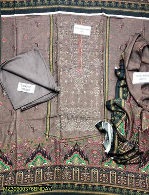 3 Pcs Women's Unstitched Karandi Printed Sui