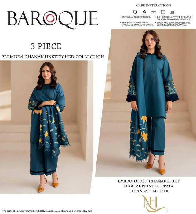 3 Pcs Women's Unstitched Embroidered Suit