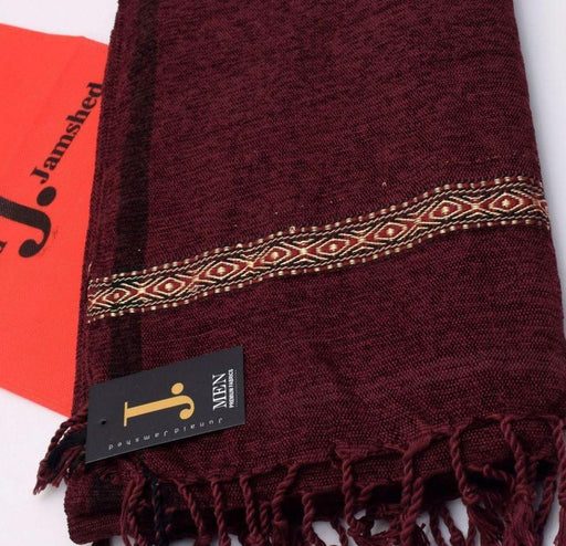 Luxury Embroidered Velvet Shawl in Rich Maroon - Perfect for Any Occasion